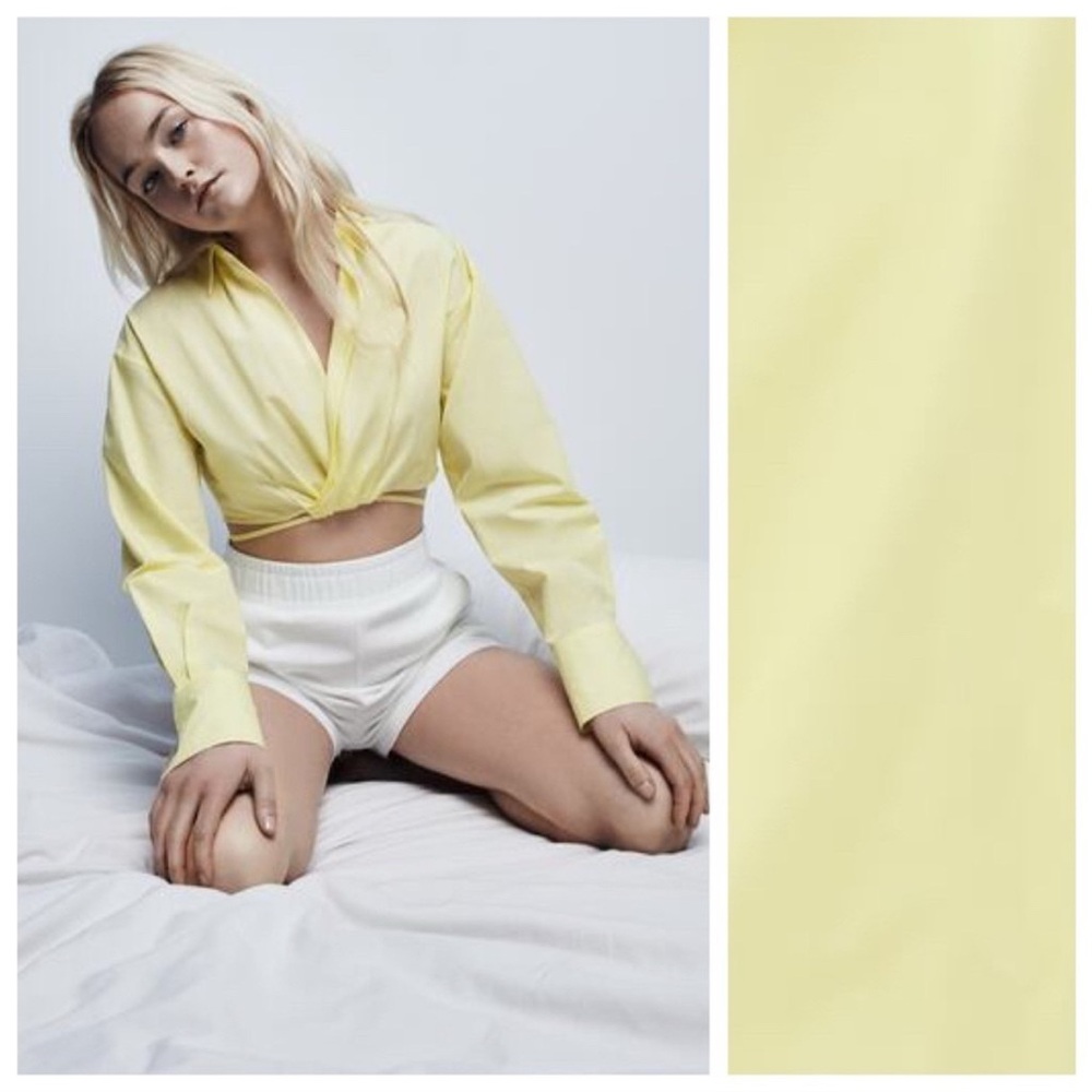 Zara Yellow Cropped Button-Up Shirt